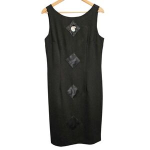 Vintage Fairweather Black Sleeveless Geometric Cutout Sheath Dress‎ Knee Length